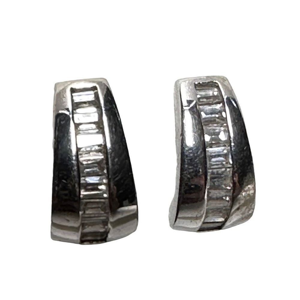 Silver 925 small hoop earrings with clear stones